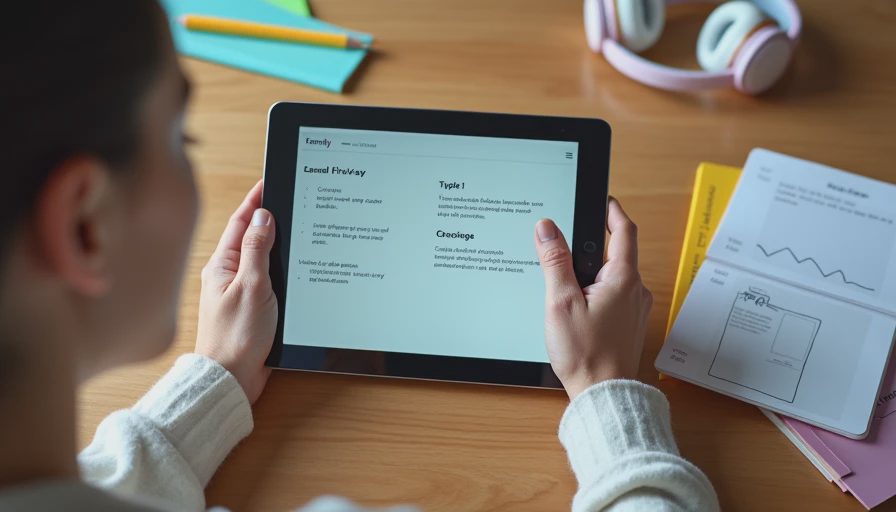Fingers toggle a study profile inside tablet settings