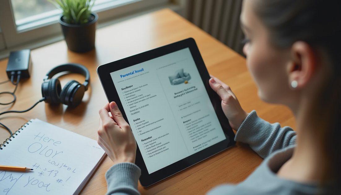 Fingers check microphone and privacy options for a smart speaker