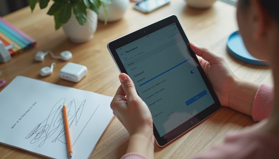 Fingers create a guest network profile on a tablet