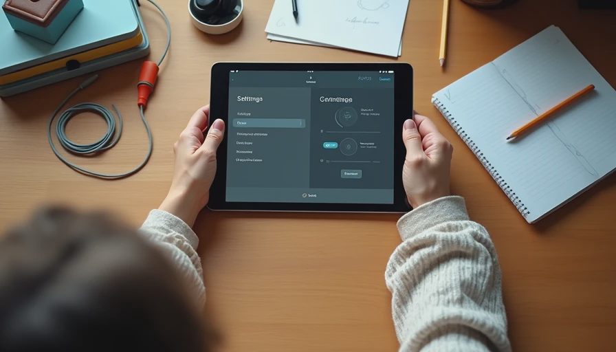 Fingers write recovery codes in a notebook beside a tablet